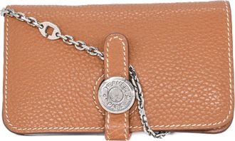 Hermès Gold Brown Togo Leather Coin Purse/Coin Case (Pre-Owned)