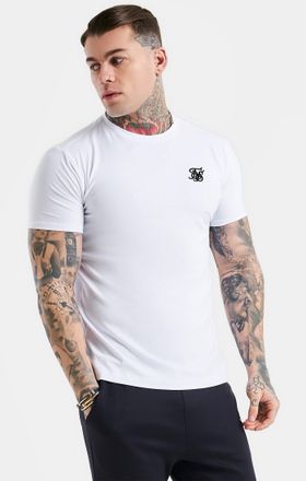 Siksilk Camiseta de manga corta y ajuste muscle blanca esencial para hombre SikSilk XXL