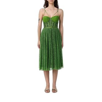 Elisabetta Franchi Abito in Pizzo Floreale - - Dresses - Donna - Verde - S