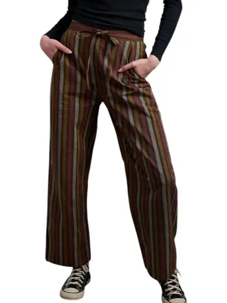 Mata Traders Emmy Drawstring Pants In Chocolate Stripe
