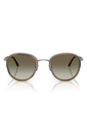 A|X Armani Exchange 49mm Small Phantos Sunglasses in Matte Gunmetal /Green at Nordstrom