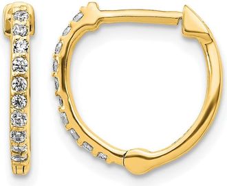 Diamond2Deal 14k Gold 1/5 Ct Lab Grown Diamond Hinged Hoop Earrings