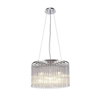 Netlighting Zanthe Ceiling Pendant Round 10 Light Polished Chrome Clear Glass in Grey