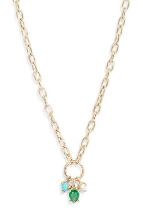 Zo&euml; Chicco 14K Gold Mixed Stone & Diamond Charms Oval Chain Necklace in Yellow Gold at Nordstrom, Size 18