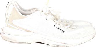 Lanvin L-I Lace-Up Sneakers in White Mesh