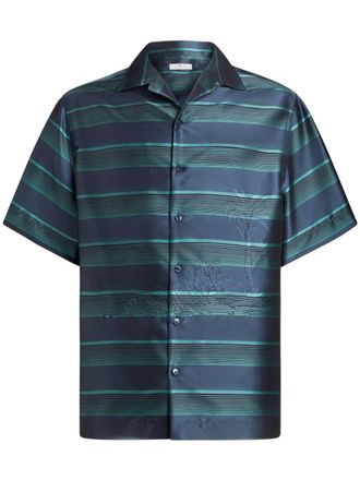 Etro stripe-pattern shirt - men - Silk/Polyester - L - Blue