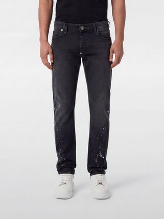 Philipp Plein Jeans slim fit in denim con effetto painted