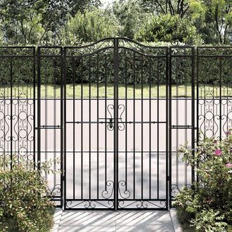 Berkfield Home Garden Gate Black 121x8x150 cm Wrought Iron | Size: 121 x 8 x 150 cm