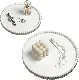 Happimess Opulence Modern Minimalist Concrete Fluted Edge Decorative Jewelry Trays in White at Nordstrom