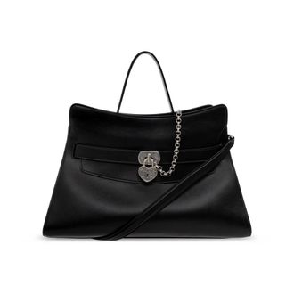 Alexander McQueen Locke Leren Tas - Dames - Tassen - Zwart - Maat: ONE Size Leer