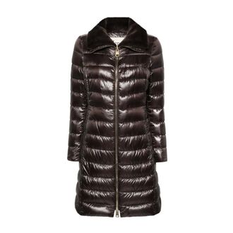 Herno Down Jackets, female, Brown, Size: XL Long Padded Puffer Coat