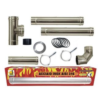 MBM kit INOX tubi canna fumaria stufa pellet dn 80 tubo acciaio 316 no nero 600 CE Made in Italy UNI 1856-2