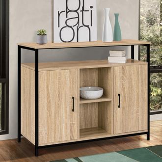 IDMarket Detroit Aparador De 2 Puertas Con Estante De Dise&ntilde;o Industrial 100 Cm
