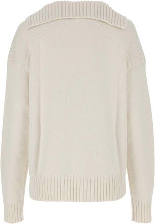 Jil Sander Womens Ivory Cashmere Blend Oversize Sweater 107 Maglieria