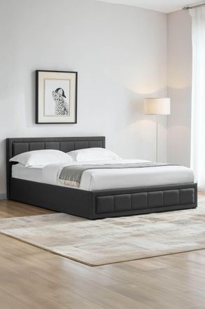 Home Discount Vida Designs Vanita Upholstered Ottoman Storage Bed Frame Linen UKFR Fabric in Dark Grey | Size: King