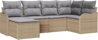 vidaXL Vidaxl - Garden Sofa Set 6 pcs Beige, light grey Poly rattan