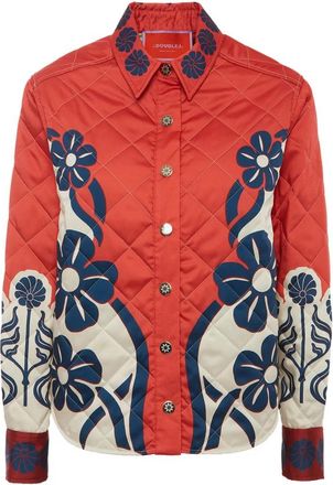 La DoubleJ Glanzende Twill Jas met Liberty-Ge&iuml;nspireerd Motief - Dames - Zomerjassen - Beige - S - Polyester - Jassen