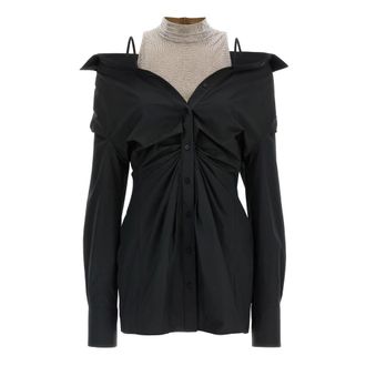 Giuseppe Di Morabito Short Dresses, female, Black, S, Rhinestone-Embellished Poplin Mini Dress