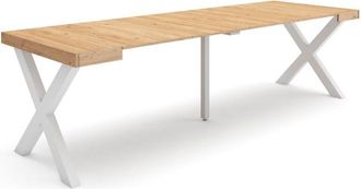 Skraut Home Consolle allungabile, Tavolo consolle allungabile, 260, Per 12 persone, Gambe in legno, Stile moderno, Rovere - Skraut Home