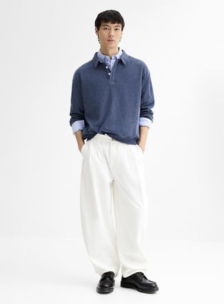 Djab Mens Pleated brushed twill chinos Malasana fit - Barrel