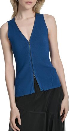 DKNY Two-Way Zip Knit Vest in Cadet Blue at Nordstrom, Size X-Small