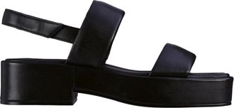 H&ouml;gl Elegante Leren Platte Sandalen - Dames - Sandalen - Zwart - 37 EU - Leer - Schoenen