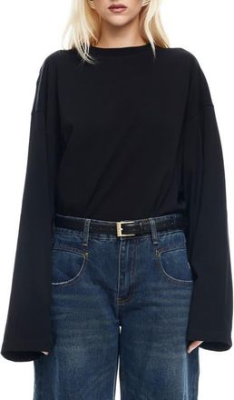 Lioness Bloom Long Sleeve Knit Shirt in Onyx at Nordstrom, Size X-Small