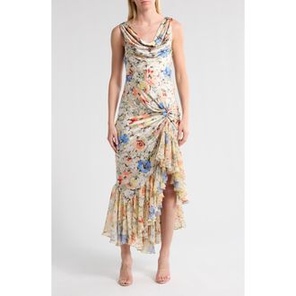 Cinq &agrave; Sept Ciara Floral Sleeveless Silk Dress in Ivory Multi at Nordstrom Rack, Size 10