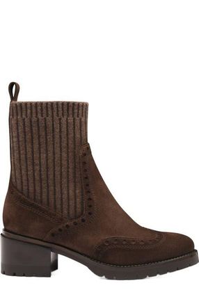 Santoni Womens suede low-heel ankle boot in Brown at Nordstrom, Size 6.5