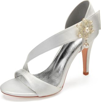Generic Wedding High Stiletto Heels Heeled Womens Sandals Bridal Sexy Open Toe Heels Daily Party Dress 10.5Cm,Ivory White,5 UK