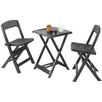 Dmora Set Salotto da Esterno Cassville, Salottino Outdoor 2 Posti, un Tavolino Made in Italy, set Pieghevole, Nero Antracite