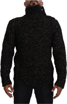 Dolce & Gabbana Luxe Gebreide Coltrui - Heren - Coltruien - Bruin - 2XL - Wol - Truien & Vesten