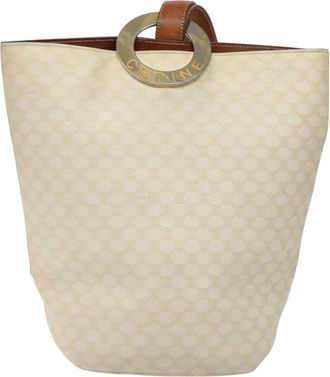 Celine Macadam White Canvas Shoulder Bag (Pre-Owned)