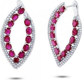 Allurez 1.13ct Diamond & 5.40ct Ruby 14k White Gold Earrings