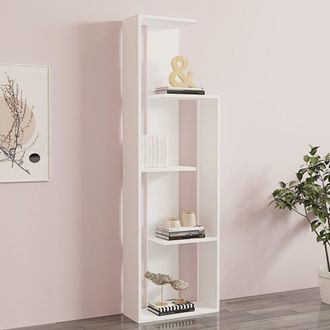 Dmora Estanter&iacute;a Fiesole, Biblioteca 3 Estantes, Instalaci&oacute;n Libre, Uso Como Separador De Ambientes, 50x20x160h Cm Blanco