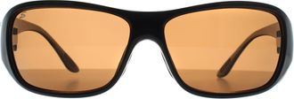 Serengeti Eyewear Wrap Mens Shiny Black Grey Polarized Photochromic PHD Drivers Brown Larino - One Size