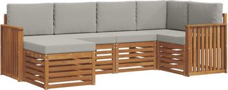 vidaXL Conjunto De Sof&aacute;s De Exterior 6 Uds. Gris Natural Y Claro Vidaxl