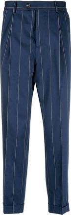 Brunello Cucinelli pinstripe-print cropped trousers - men - Cotton/Cotton/Viscose/Acetate/Cupro/Wool - 44 - Blue