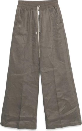Rick Owens Grijze Elastische Trekkoord Broek - Heren - Wijde Broeken - Grijs - S - Katoen - Broeken