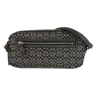 Coach Pre-owned Cross Body Bags, female, Black, Size: ONE SIZE Pre-owned Mini Signature Canvas Leather Shoulder Bag