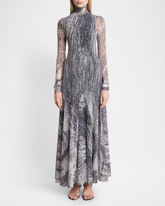 Proenza Schouler Gemma Printed Tulle Jersey Dress
