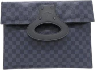 Louis Vuitton Pre-owned Clutches, male, Black, Size: ONE SIZE Pre-owned Damier Cobalt Portfolio Clutch