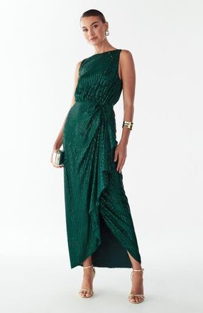 BWLDR Dewan Maxi Dress in Emerald Sequin at Nordstrom, Size 12