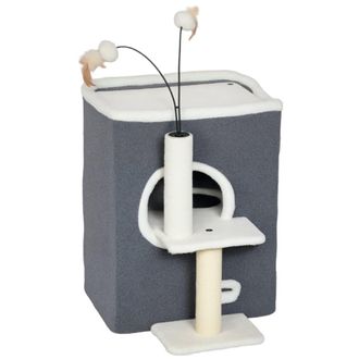 Urban Meuble &Aacute;rbol rascador compacto para gatos con nichos y cama superior, gris