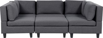 Beliani Sof&aacute; Modular Moderno 5 Plazas Tapizado Tela Poli&eacute;ster Respaldo Acolchado Con Otomana Forma De U Gris Oscuro Unstad