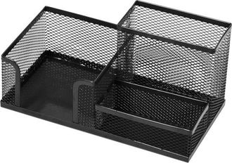 No Brand Organizador De Escritorio, Portal&aacute;pices, Malla Met&aacute;lica, Organizador De Mesa Negro, Portanotas - 205 X 103 X 98 Mm