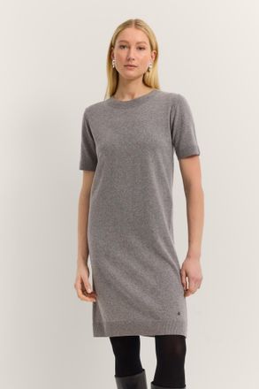 Bugatti Strickkleid BUGATTI Rundhalsausschnitt, Damen, Gr. XXL, Normalgr&ouml;ssen, grau (250, grau), 40% Wolle, 30% Viskose, 20% Polyamid, 10% Kaschmir, unifarben