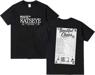 Generic KATSEYE The Beautiful Chaos Tour Merch T-Shirt - Unisex Short Sleeve Concert Tracklist Tee, EYEKONS Gift Casual Streetwear (Black,S)