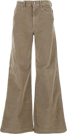 Pantaloni Torino cindy Beige Pants With Logo Patch On The Rear And Wide Leg In Corduroy Woman