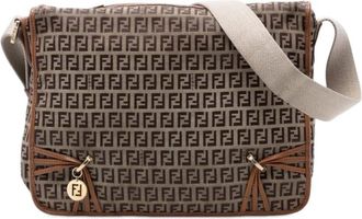 Fendi Pre-owned Fendi Zucchino Canvas F Charm Crossbody Ladies 1CKOURCQ7E5U2BLE